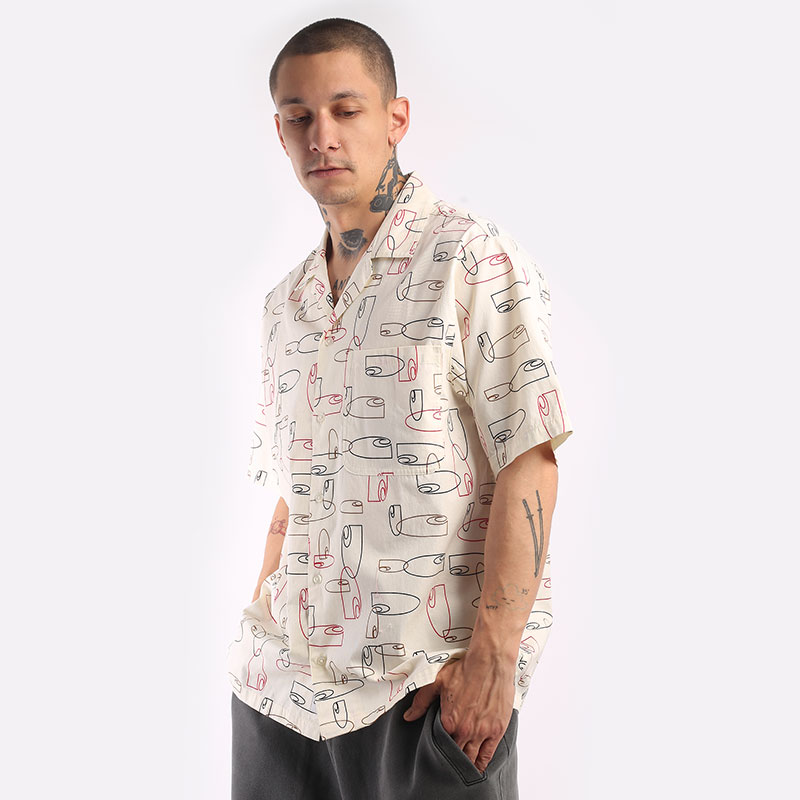 мужская бежевая рубашка Carhartt WIP S/S Sumor Shirt I031661-outline print - цена, описание, фото 3